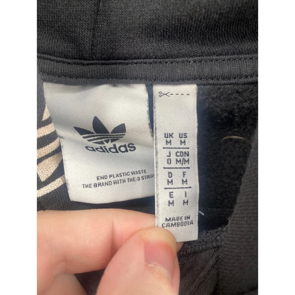 Adidas Originals Trefoil AOP Hoodie Mens Medium Black Multi Color Logo Pullover
